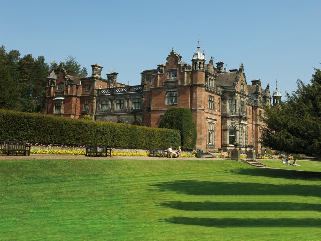 External view of Keele Hall in the sunshine